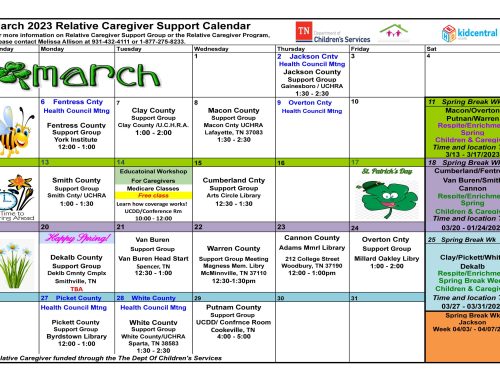 March Relative Caregiver Calendar Announced