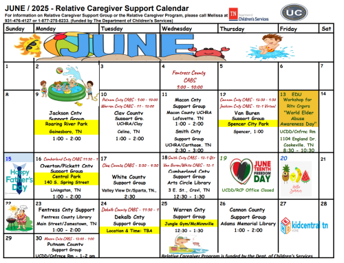 Relative Caregiver Meetings Announced for June 2025