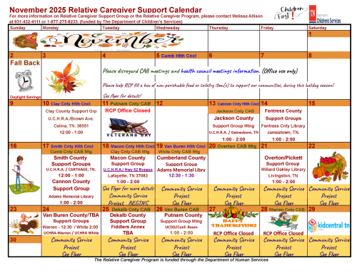 Relative Caregiver Meetings Announced for November 2025