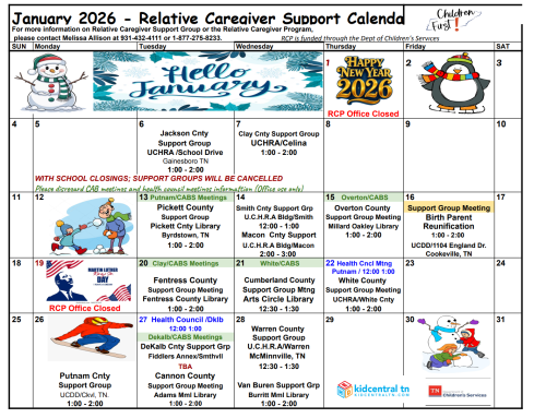 Relative Caregiver Meetings Announced for January 2026