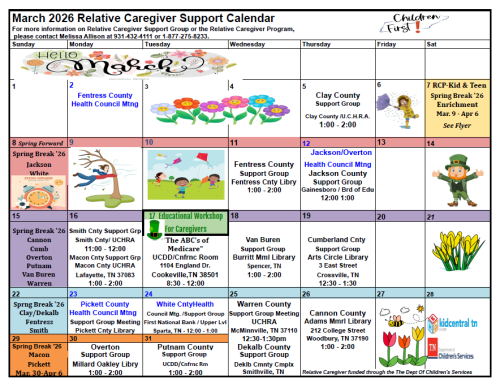 Relative Caregiver Meetings Announced for March 2026